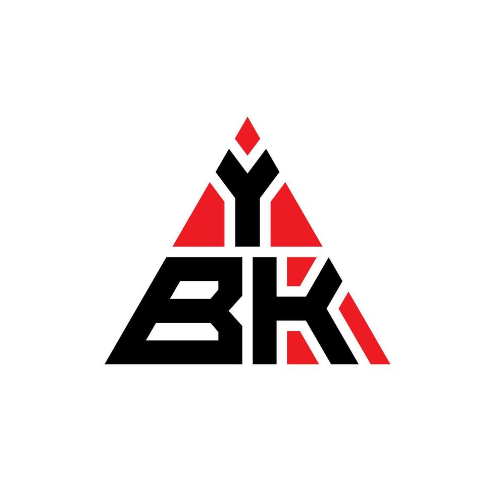 YBK triangle letter logo design with triangle shape. YBK triangle logo design monogram. YBK triangle vector logo template with red color. YBK triangular logo Simple, Elegant, and Luxurious Logo.