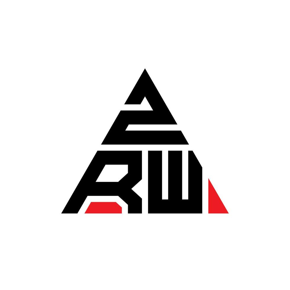 ZRW triangle letter logo design with triangle shape. ZRW triangle logo design monogram. ZRW triangle vector logo template with red color. ZRW triangular logo Simple, Elegant, and Luxurious Logo.