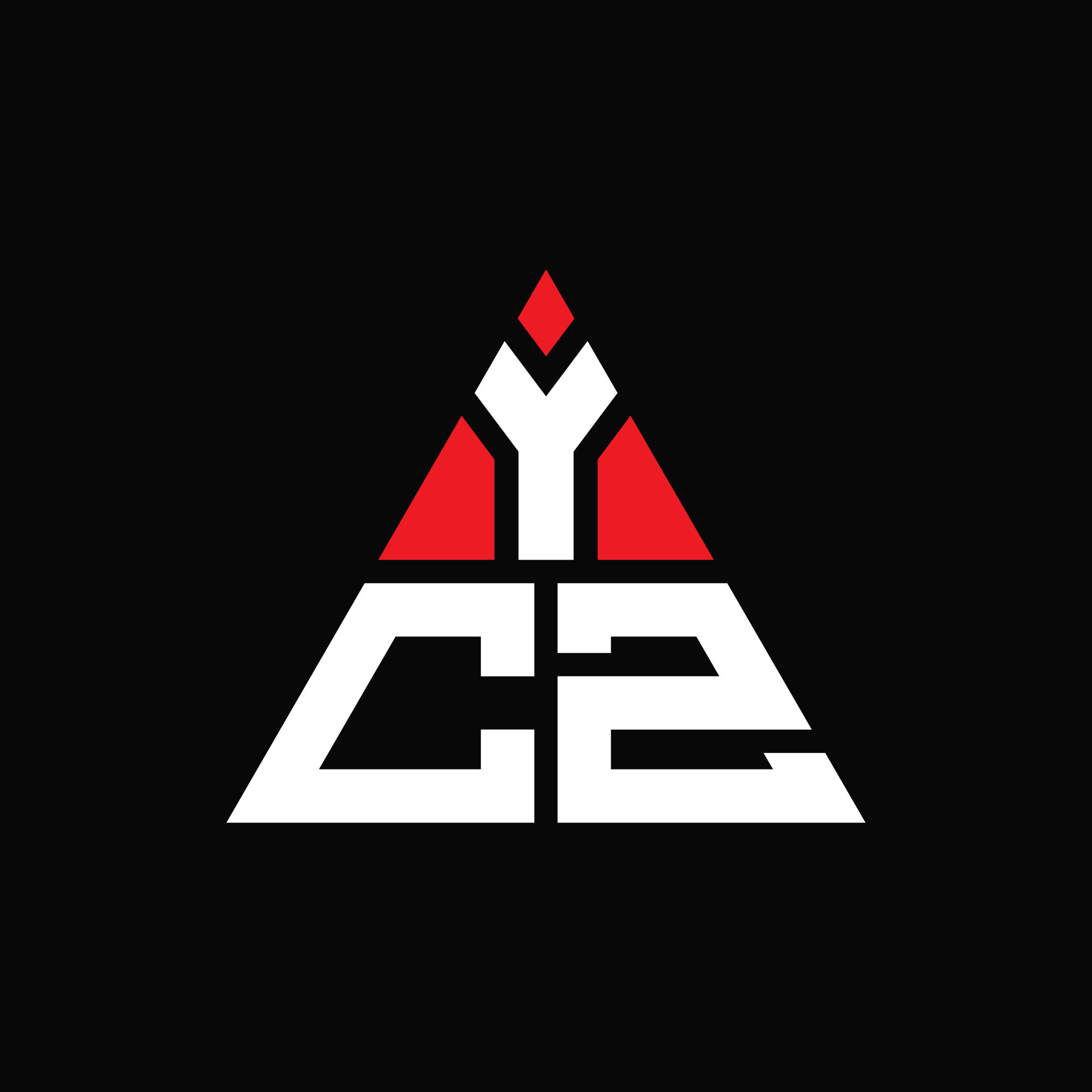 YCZ triangle letter logo design with triangle shape. YCZ triangle logo