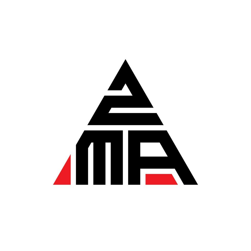 ZMA triangle letter logo design with triangle shape. ZMA triangle logo design monogram. ZMA triangle vector logo template with red color. ZMA triangular logo Simple, Elegant, and Luxurious Logo.