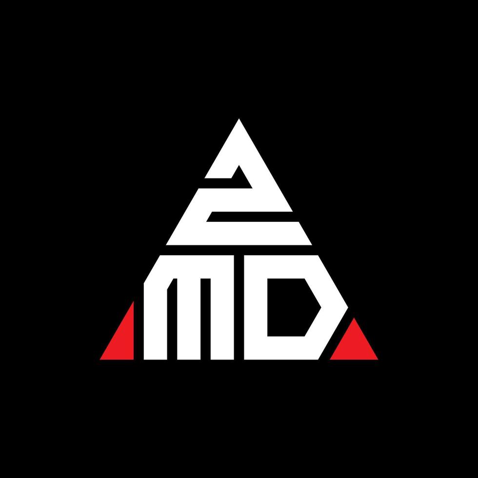 Diseño de logotipo de letra triangular zmd con forma de triángulo. monograma de diseño del logotipo del triángulo zmd. plantilla de logotipo de vector de triángulo zmd con color rojo. logotipo triangular zmd logotipo simple, elegante y lujoso.