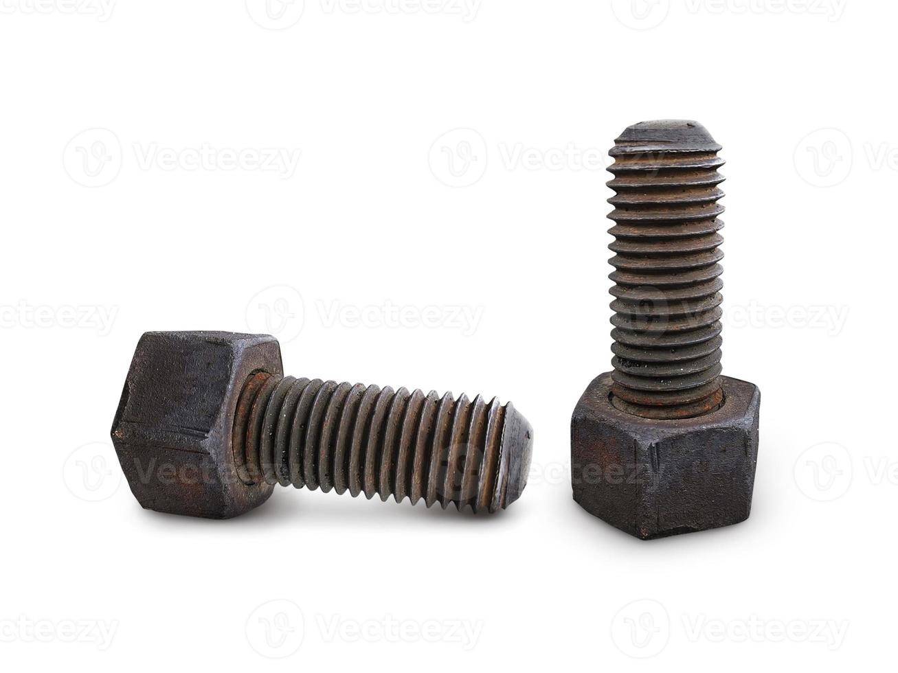 Nuts and bolts old on white background photo