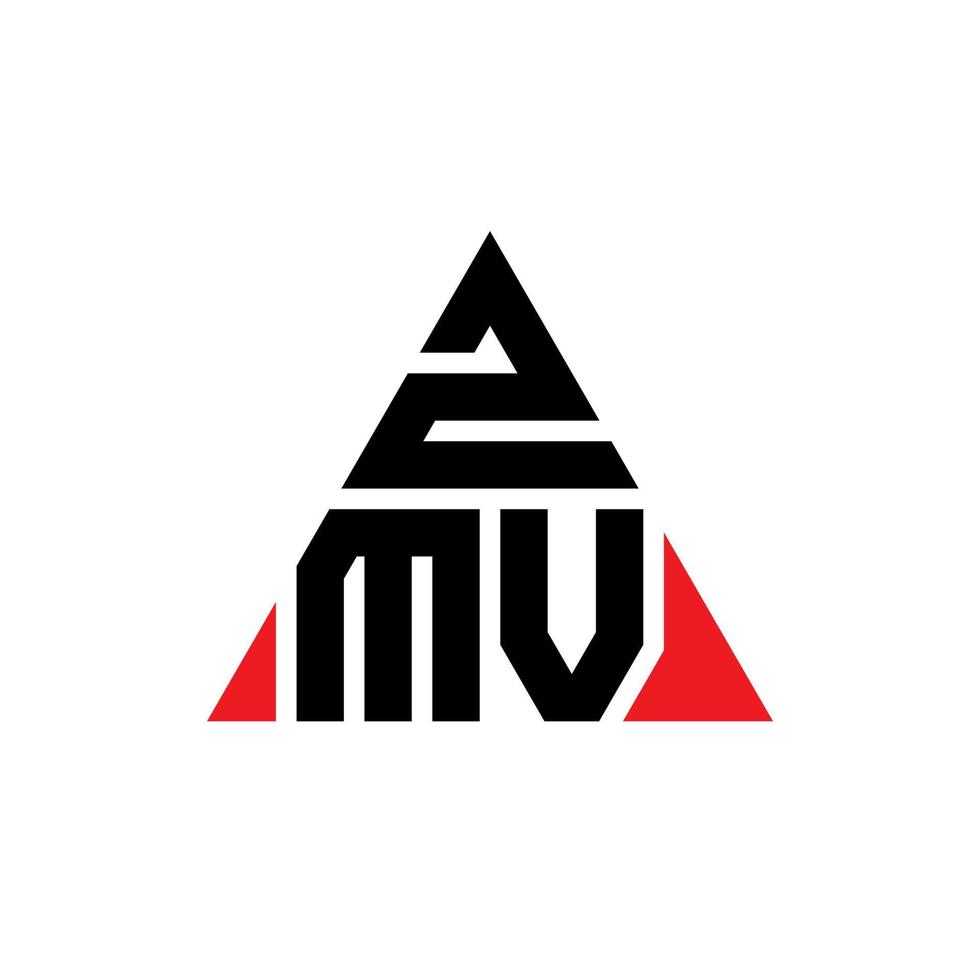 ZMV triangle letter logo design with triangle shape. ZMV triangle logo design monogram. ZMV triangle vector logo template with red color. ZMV triangular logo Simple, Elegant, and Luxurious Logo.