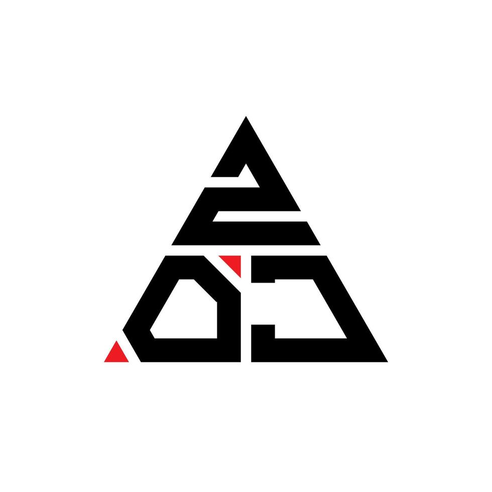 diseño de logotipo de letra triangular zoj con forma de triángulo. monograma de diseño del logotipo del triángulo zoj. plantilla de logotipo de vector de triángulo zoj con color rojo. logotipo triangular zoj logotipo simple, elegante y lujoso.