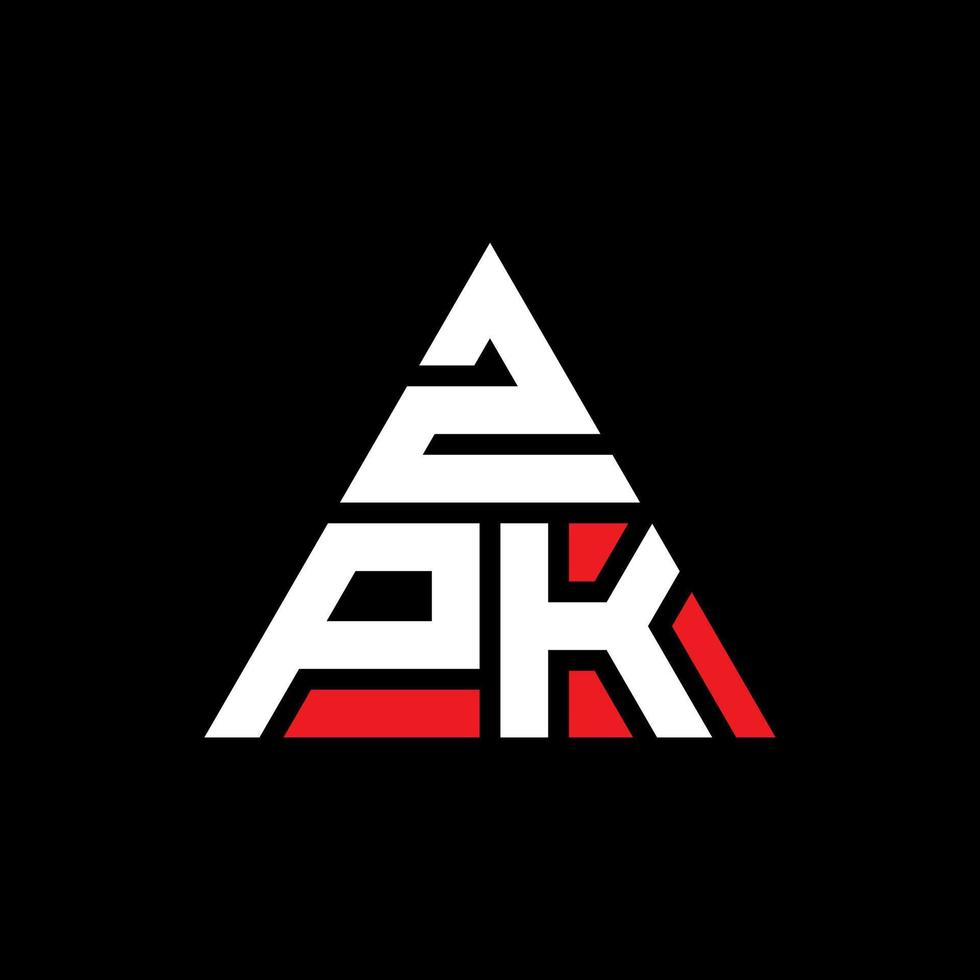 ZPK triangle letter logo design with triangle shape. ZPK triangle logo design monogram. ZPK triangle vector logo template with red color. ZPK triangular logo Simple, Elegant, and Luxurious Logo.