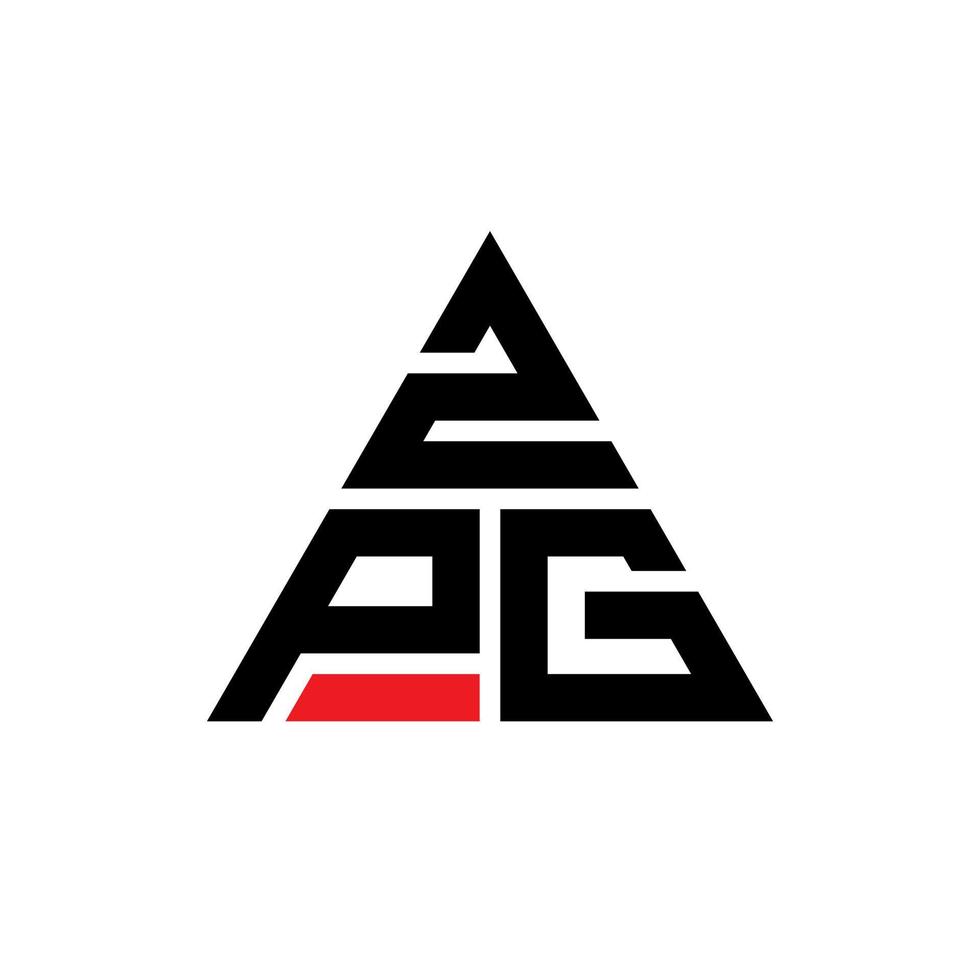 ZPG triangle letter logo design with triangle shape. ZPG triangle logo design monogram. ZPG triangle vector logo template with red color. ZPG triangular logo Simple, Elegant, and Luxurious Logo.