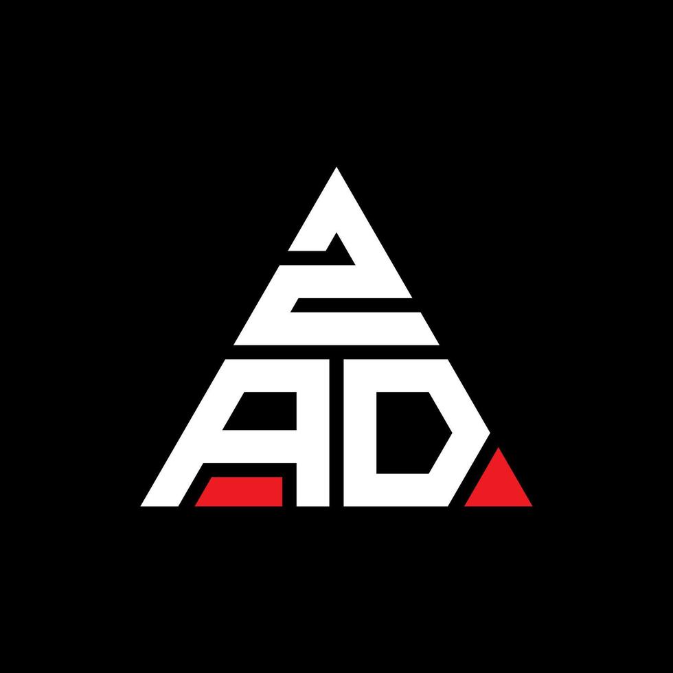 diseño de logotipo de letra de triángulo zad con forma de triángulo. monograma de diseño del logotipo del triángulo zad. plantilla de logotipo de vector de triángulo zad con color rojo. logo triangular zad logo simple, elegante y lujoso.