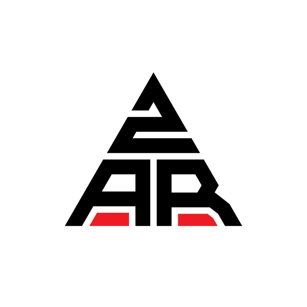 ZAR triangle letter logo design with triangle shape. ZAR triangle logo design monogram. ZAR triangle vector logo template with red color. ZAR triangular logo Simple, Elegant, and Luxurious Logo.