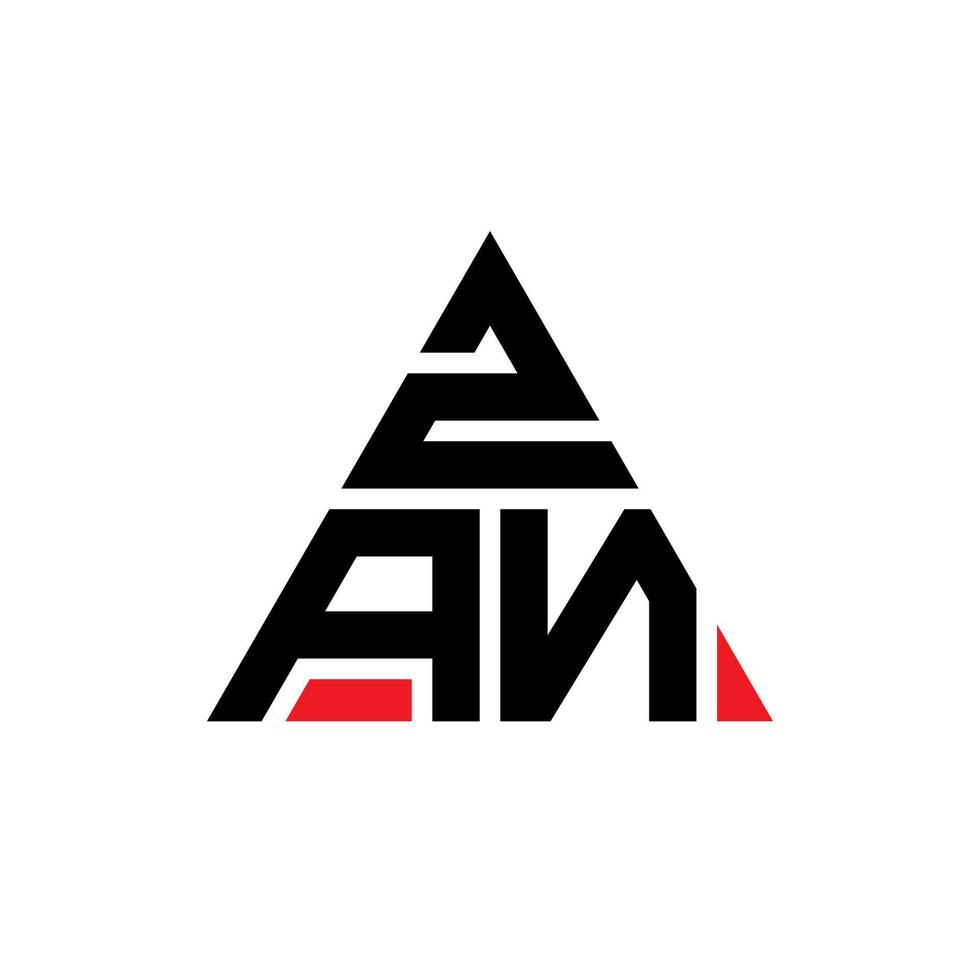 diseño del logotipo de la letra del triángulo zan con forma de triángulo. monograma de diseño del logotipo del triángulo zan. plantilla de logotipo de vector de triángulo zan con color rojo. logo triangular zan logo simple, elegante y lujoso.