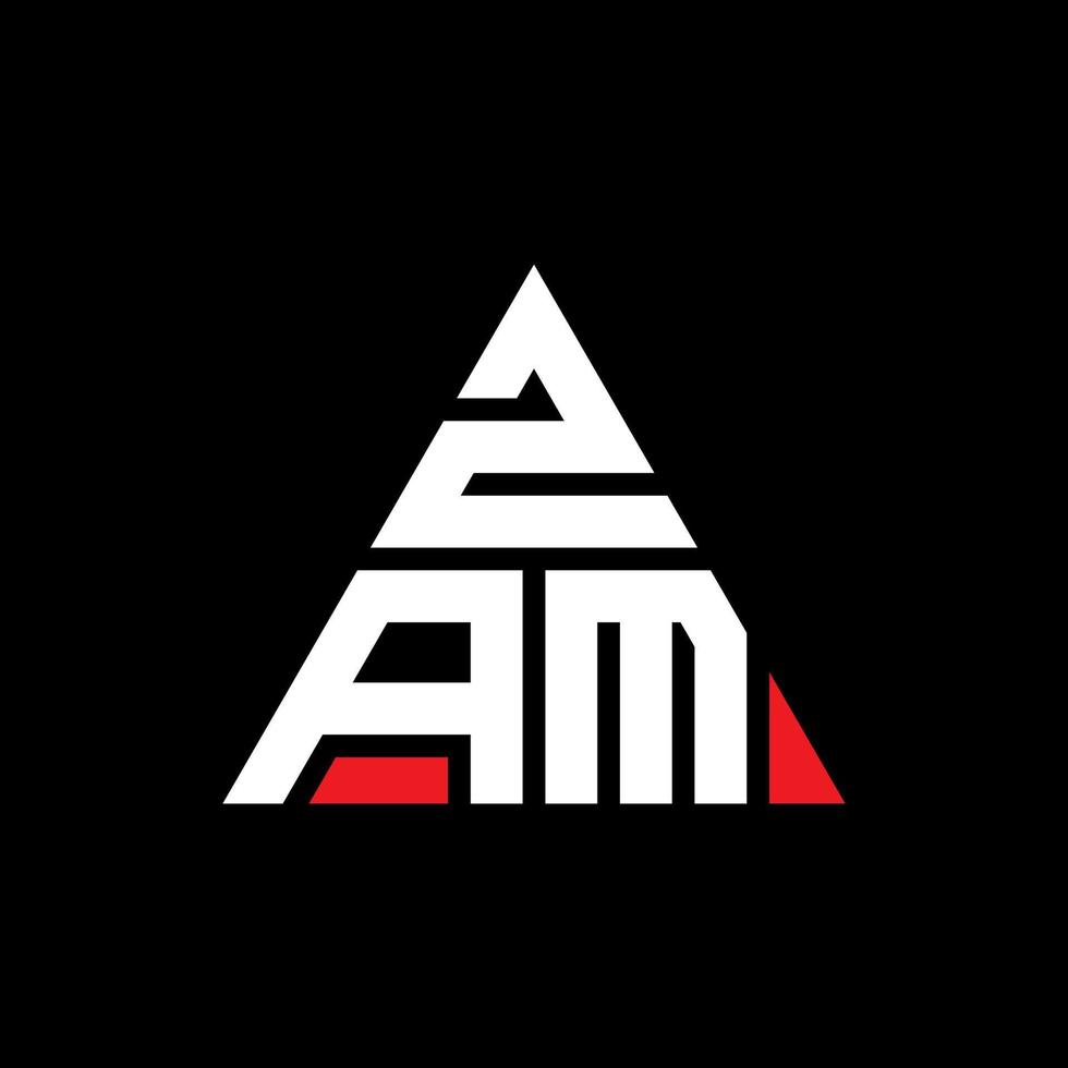 ZAM triangle letter logo design with triangle shape. ZAM triangle logo design monogram. ZAM triangle vector logo template with red color. ZAM triangular logo Simple, Elegant, and Luxurious Logo.