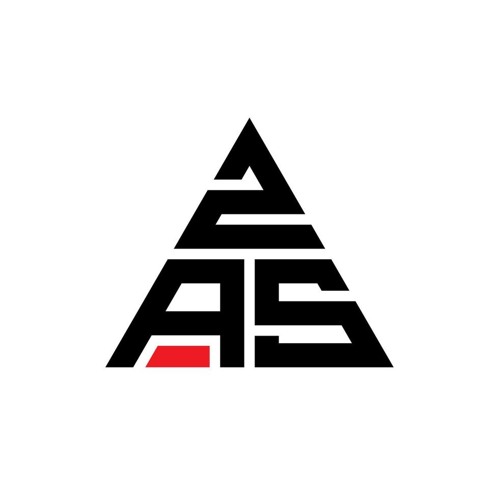 diseño de logotipo de letra triangular zas con forma de triángulo. monograma de diseño del logotipo del triángulo zas. plantilla de logotipo de vector de triángulo zas con color rojo. logo triangular zas logo simple, elegante y lujoso.