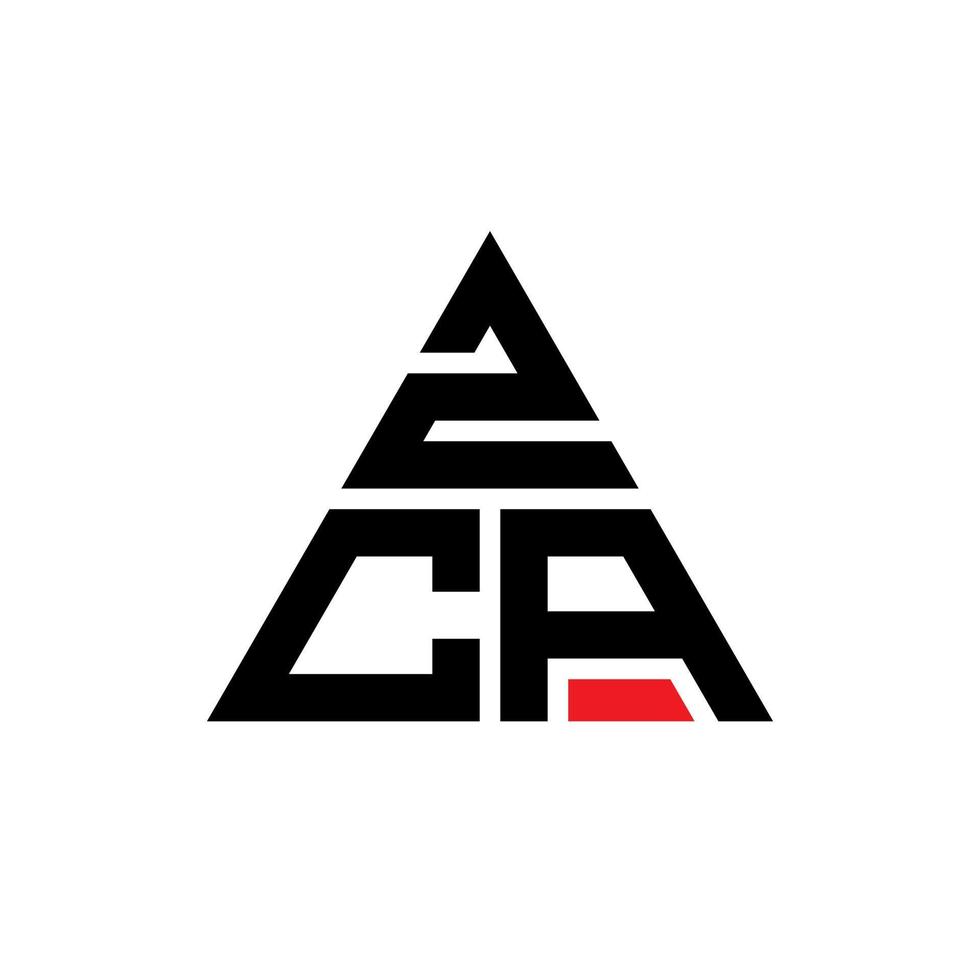 diseño de logotipo de letra triangular zca con forma de triángulo. monograma de diseño del logotipo del triángulo zca. plantilla de logotipo de vector de triángulo zca con color rojo. logotipo triangular zca logotipo simple, elegante y lujoso.