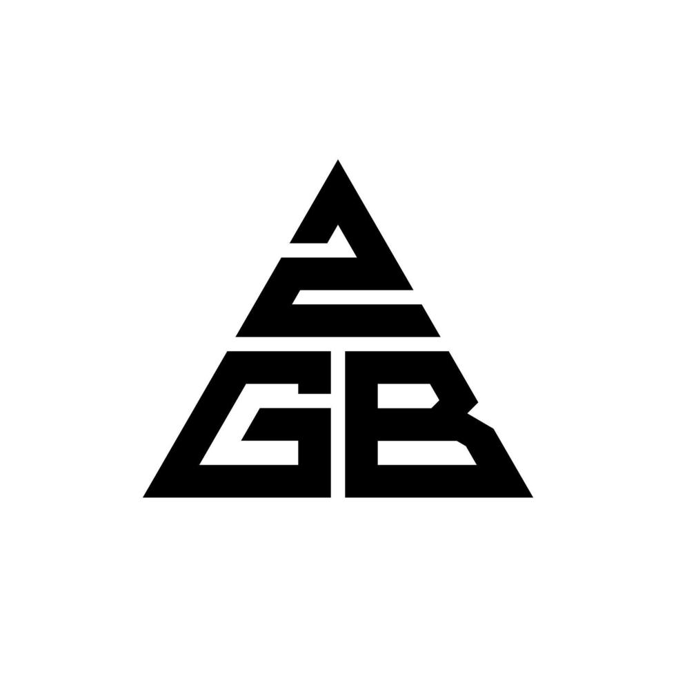 ZGB triangle letter logo design with triangle shape. ZGB triangle logo design monogram. ZGB triangle vector logo template with red color. ZGB triangular logo Simple, Elegant, and Luxurious Logo.