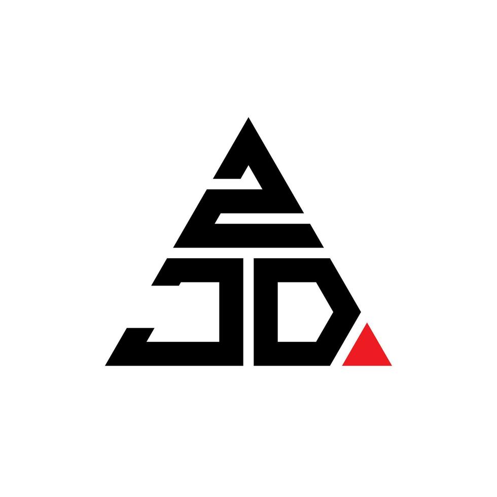 ZJD triangle letter logo design with triangle shape. ZJD triangle logo design monogram. ZJD triangle vector logo template with red color. ZJD triangular logo Simple, Elegant, and Luxurious Logo.
