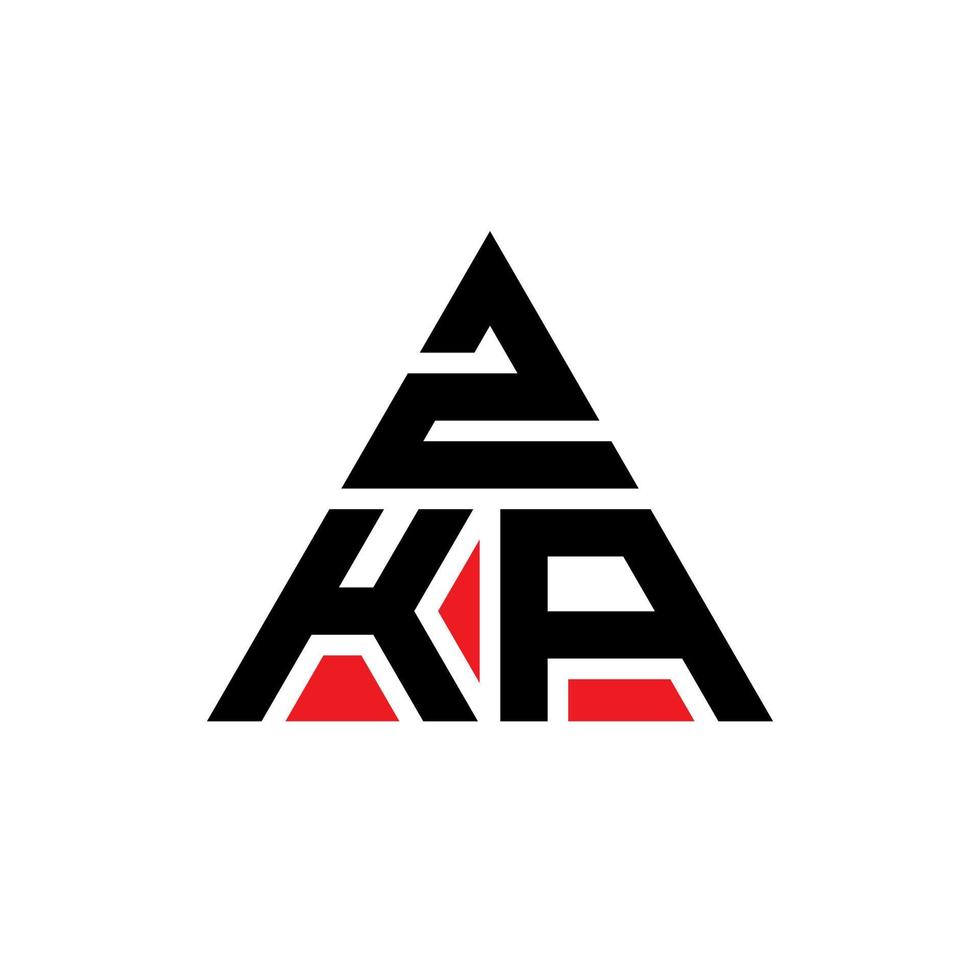 diseño de logotipo de letra triangular zka con forma de triángulo. monograma de diseño del logotipo del triángulo zka. plantilla de logotipo de vector de triángulo zka con color rojo. logotipo triangular zka logotipo simple, elegante y lujoso.