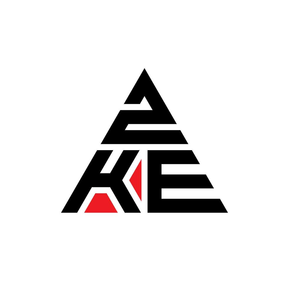 diseño de logotipo de letra de triángulo zke con forma de triángulo. monograma de diseño del logotipo del triángulo zke. plantilla de logotipo de vector de triángulo zke con color rojo. logotipo triangular zke logotipo simple, elegante y lujoso.