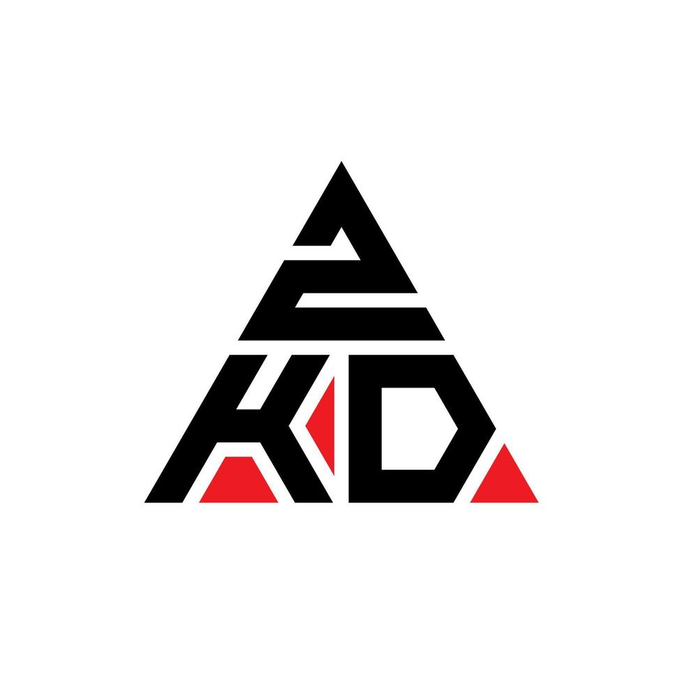 Diseño de logotipo de letra triangular zkd con forma de triángulo. monograma de diseño del logotipo del triángulo zkd. plantilla de logotipo de vector de triángulo zkd con color rojo. logotipo triangular zkd logotipo simple, elegante y lujoso.