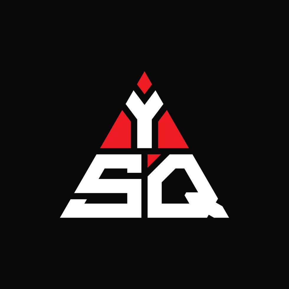 YSQ triangle letter logo design with triangle shape. YSQ triangle logo design monogram. YSQ triangle vector logo template with red color. YSQ triangular logo Simple, Elegant, and Luxurious Logo.