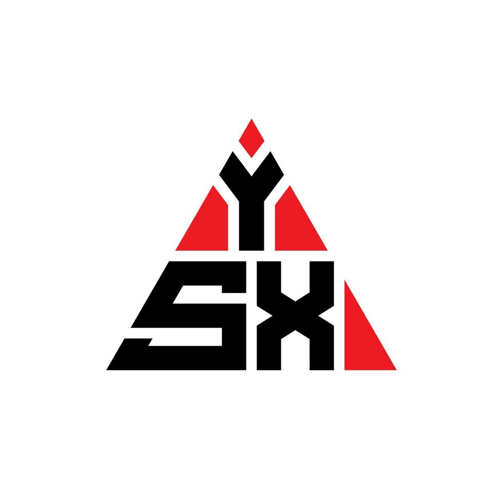 YSX triangle letter logo design with triangle shape. YSX triangle logo design monogram. YSX triangle vector logo template with red color. YSX triangular logo Simple, Elegant, and Luxurious Logo.