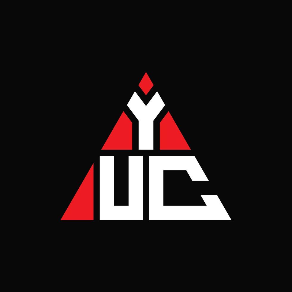 YUC triangle letter logo design with triangle shape. YUC triangle logo design monogram. YUC triangle vector logo template with red color. YUC triangular logo Simple, Elegant, and Luxurious Logo.