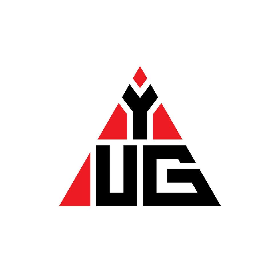 YUG triangle letter logo design with triangle shape. YUG triangle logo design monogram. YUG triangle vector logo template with red color. YUG triangular logo Simple, Elegant, and Luxurious Logo.