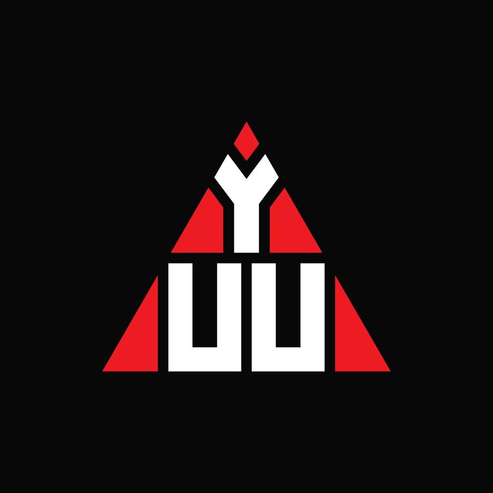 YUU triangle letter logo design with triangle shape. YUU triangle logo design monogram. YUU triangle vector logo template with red color. YUU triangular logo Simple, Elegant, and Luxurious Logo.