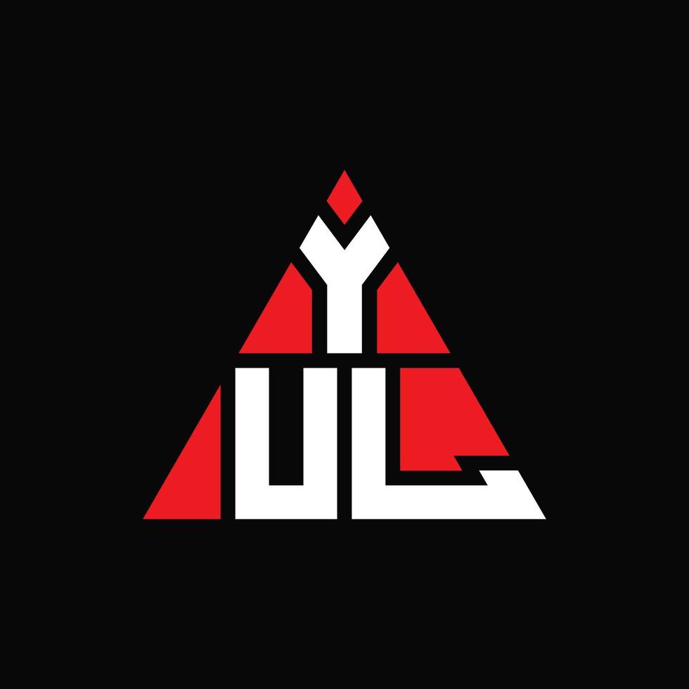 YUL triangle letter logo design with triangle shape. YUL triangle logo design monogram. YUL triangle vector logo template with red color. YUL triangular logo Simple, Elegant, and Luxurious Logo.