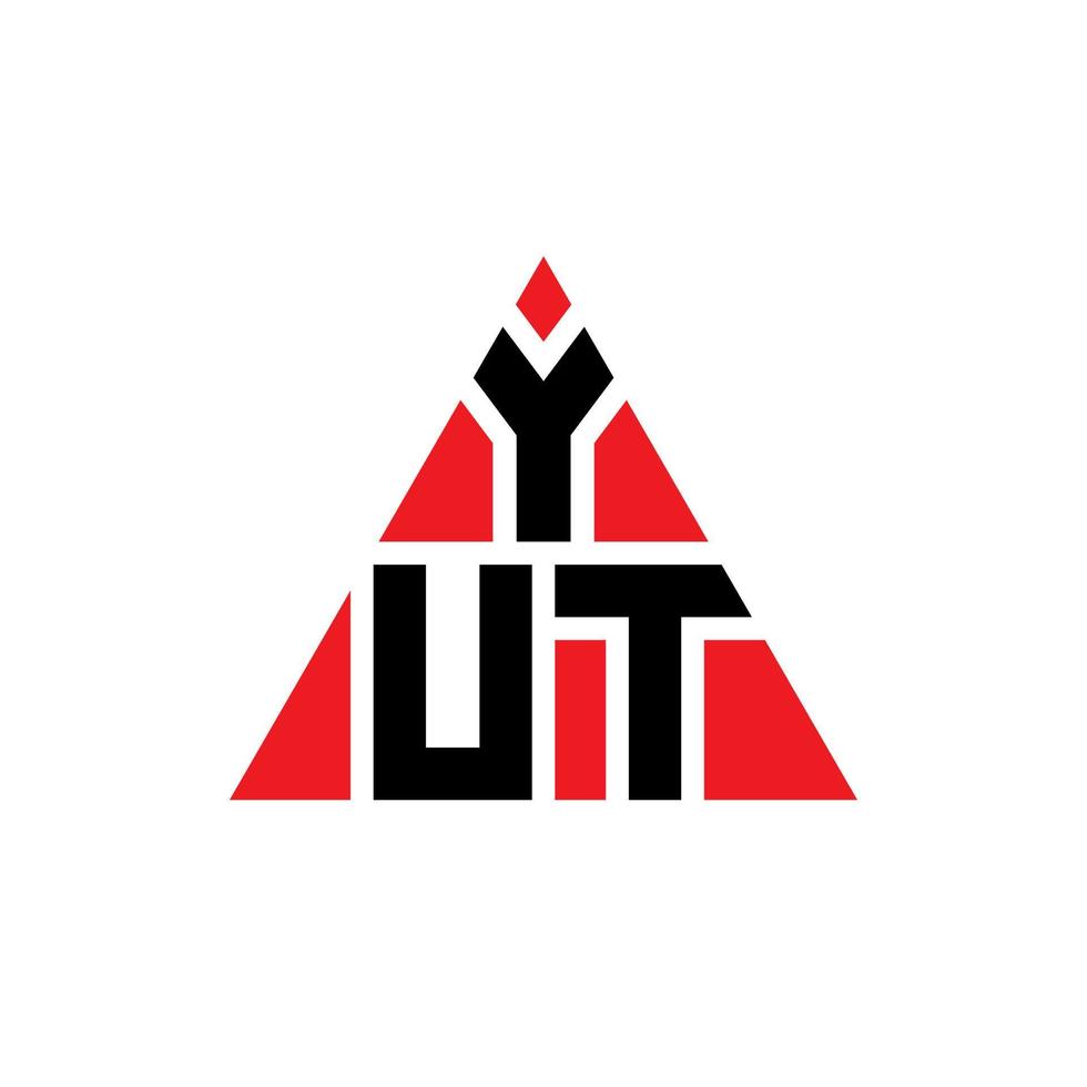 YUT triangle letter logo design with triangle shape. YUT triangle logo design monogram. YUT triangle vector logo template with red color. YUT triangular logo Simple, Elegant, and Luxurious Logo.