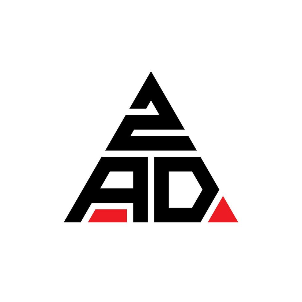 diseño de logotipo de letra de triángulo zad con forma de triángulo. monograma de diseño del logotipo del triángulo zad. plantilla de logotipo de vector de triángulo zad con color rojo. logo triangular zad logo simple, elegante y lujoso.