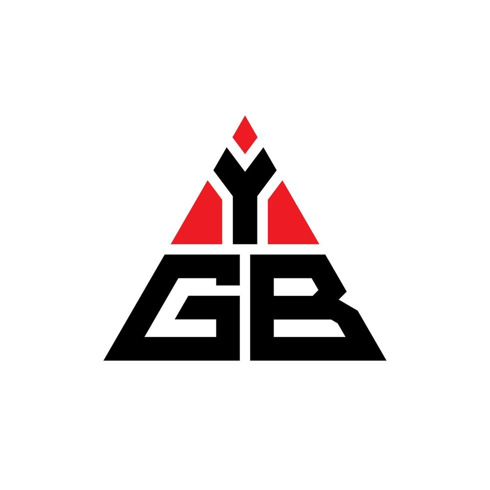 YGB triangle letter logo design with triangle shape. YGB triangle logo design monogram. YGB triangle vector logo template with red color. YGB triangular logo Simple, Elegant, and Luxurious Logo.