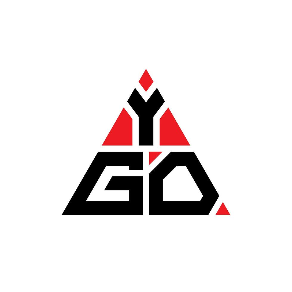 YGO triangle letter logo design with triangle shape. YGO triangle logo design monogram. YGO triangle vector logo template with red color. YGO triangular logo Simple, Elegant, and Luxurious Logo.