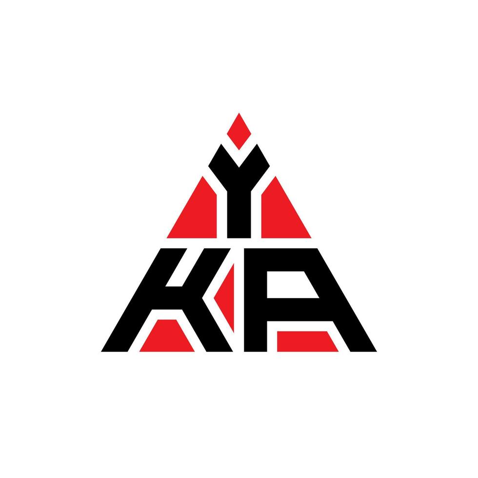 diseño de logotipo de letra triangular yka con forma de triángulo. monograma de diseño de logotipo de triángulo yka. plantilla de logotipo de vector de triángulo yka con color rojo. logotipo triangular yka logotipo simple, elegante y lujoso.