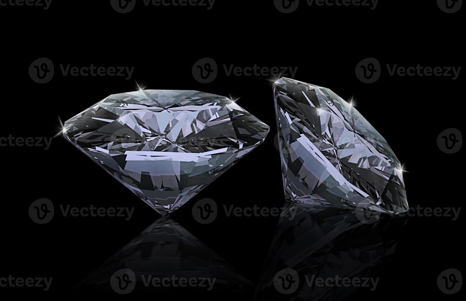 Dazzling diamond on black background photo