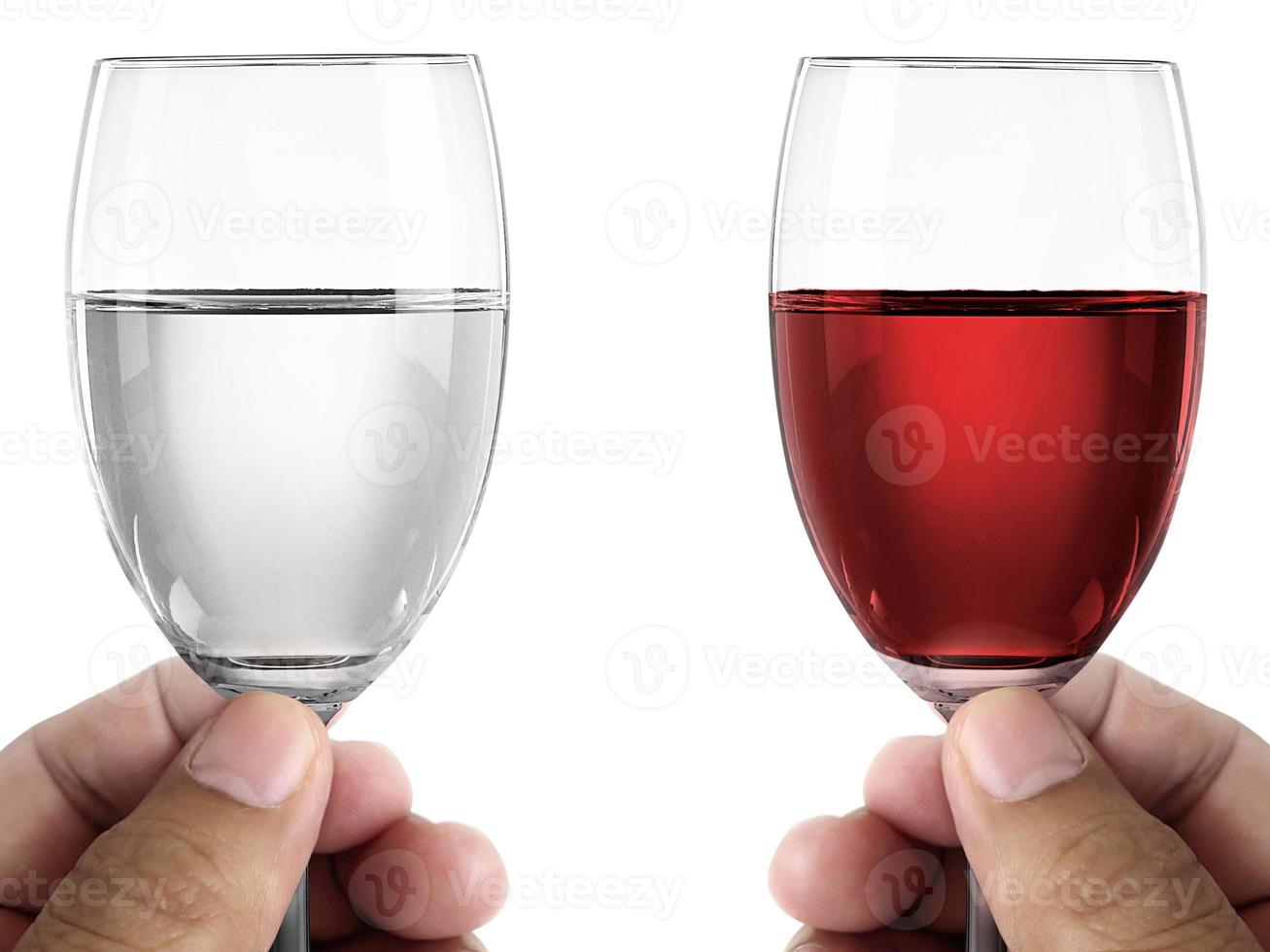 hand holding wine glass on a white background photo