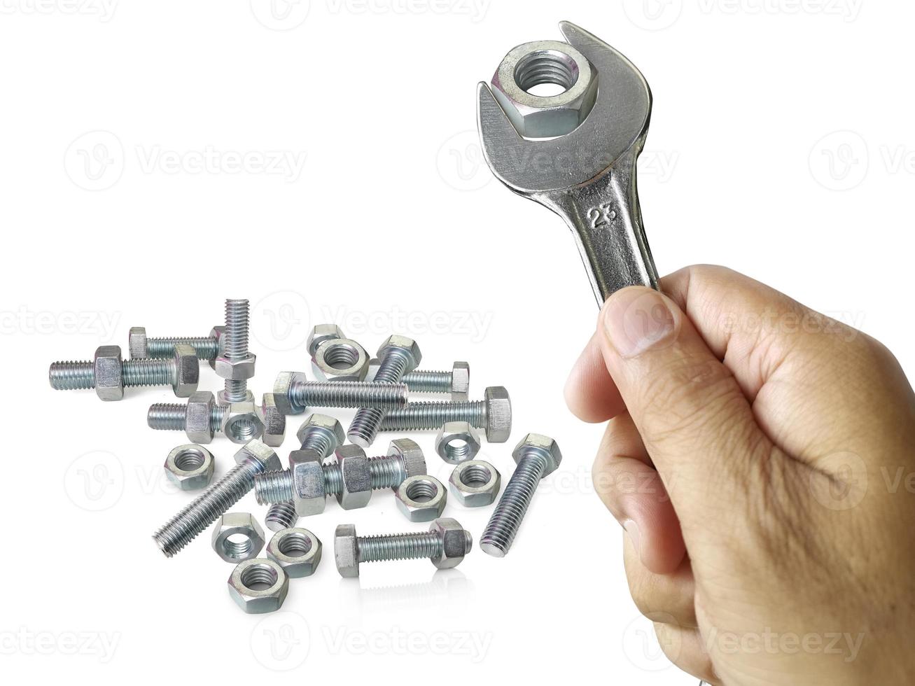 chrome spanner with nut and bolt photo
