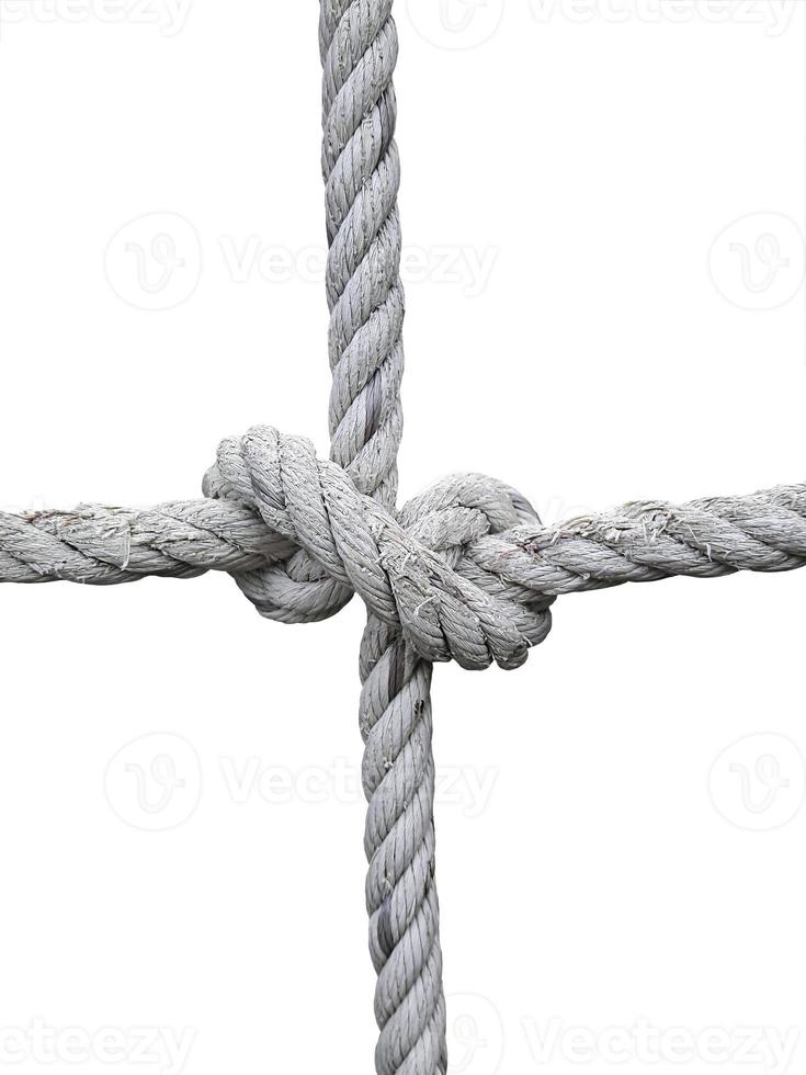 Rope knot on white background. Concept for unity photo