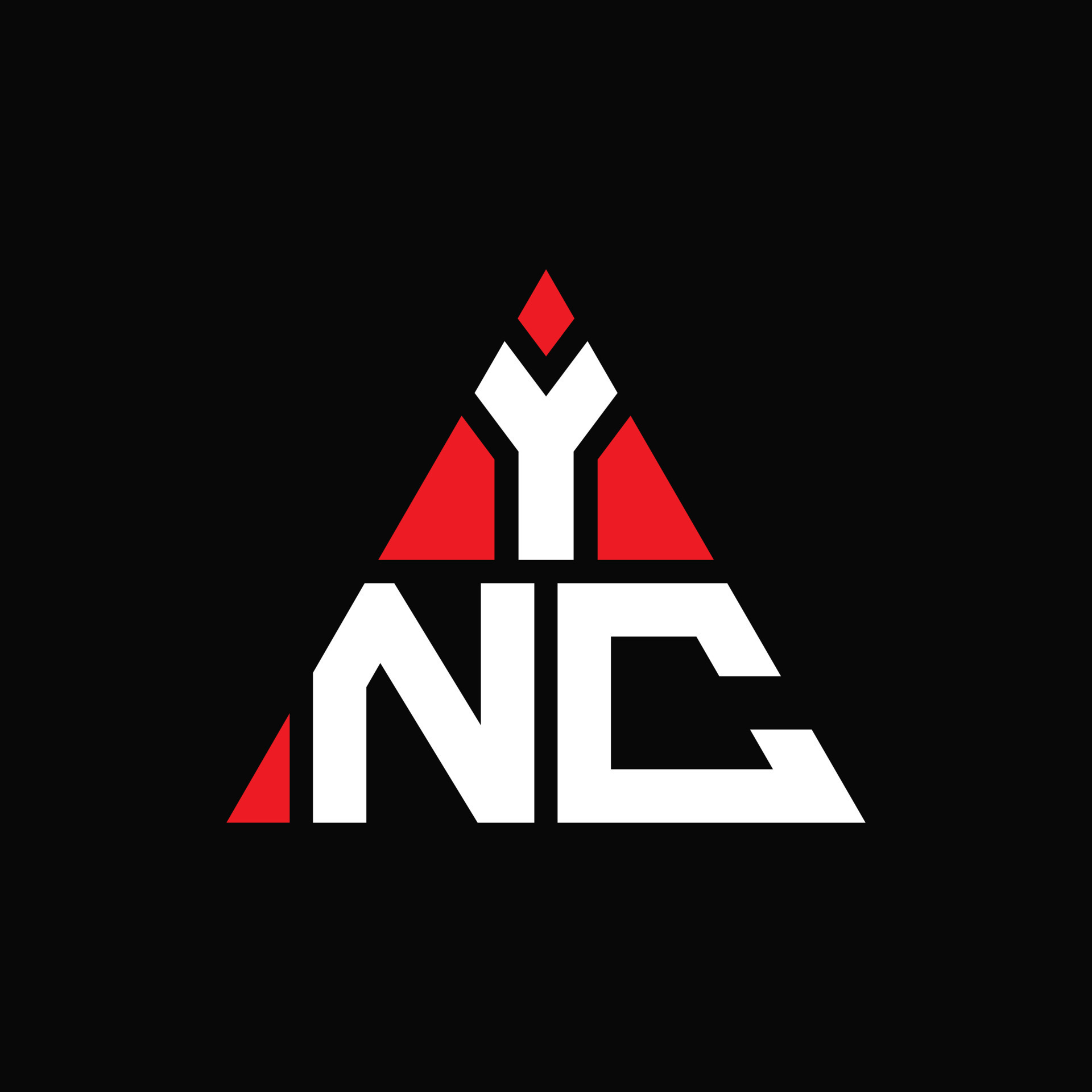 YNC triangle letter logo design with triangle shape. YNC triangle logo