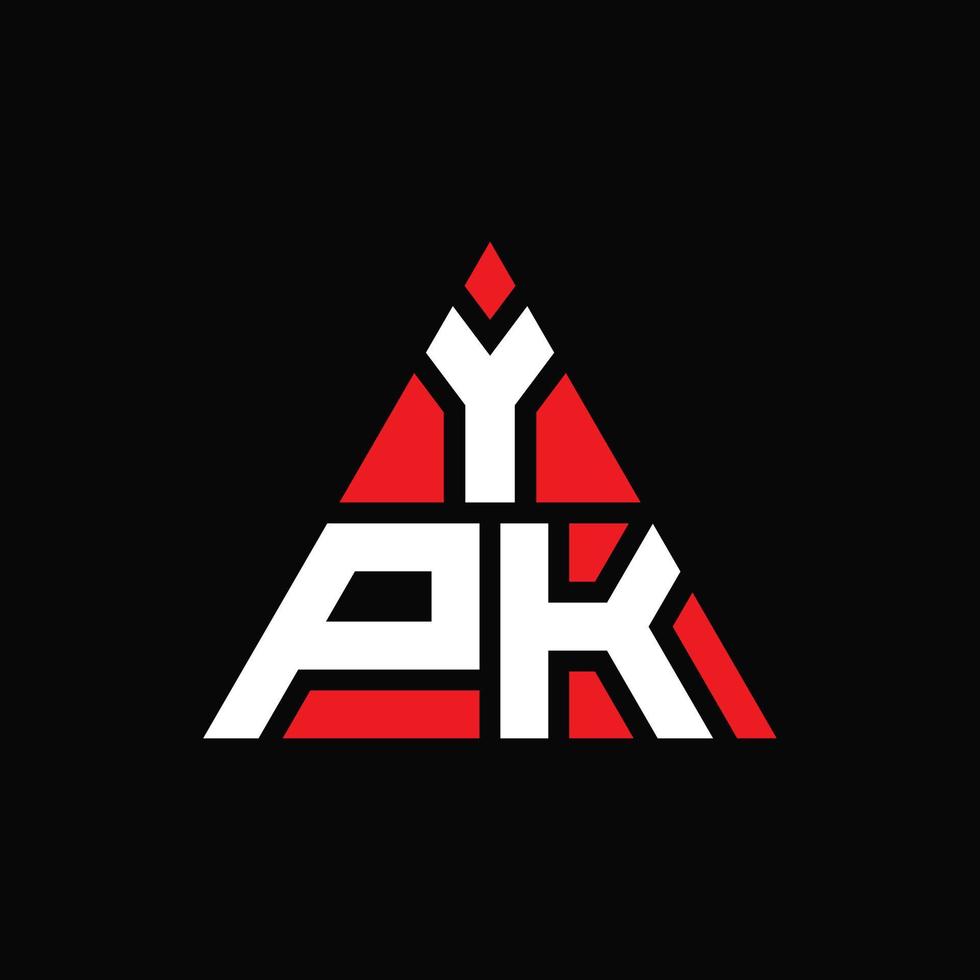 ypk diseño de logotipo de letra triangular con forma de triángulo. monograma de diseño del logotipo del triángulo ypk. plantilla de logotipo de vector de triángulo ypk con color rojo. logotipo triangular ypk logotipo simple, elegante y lujoso.