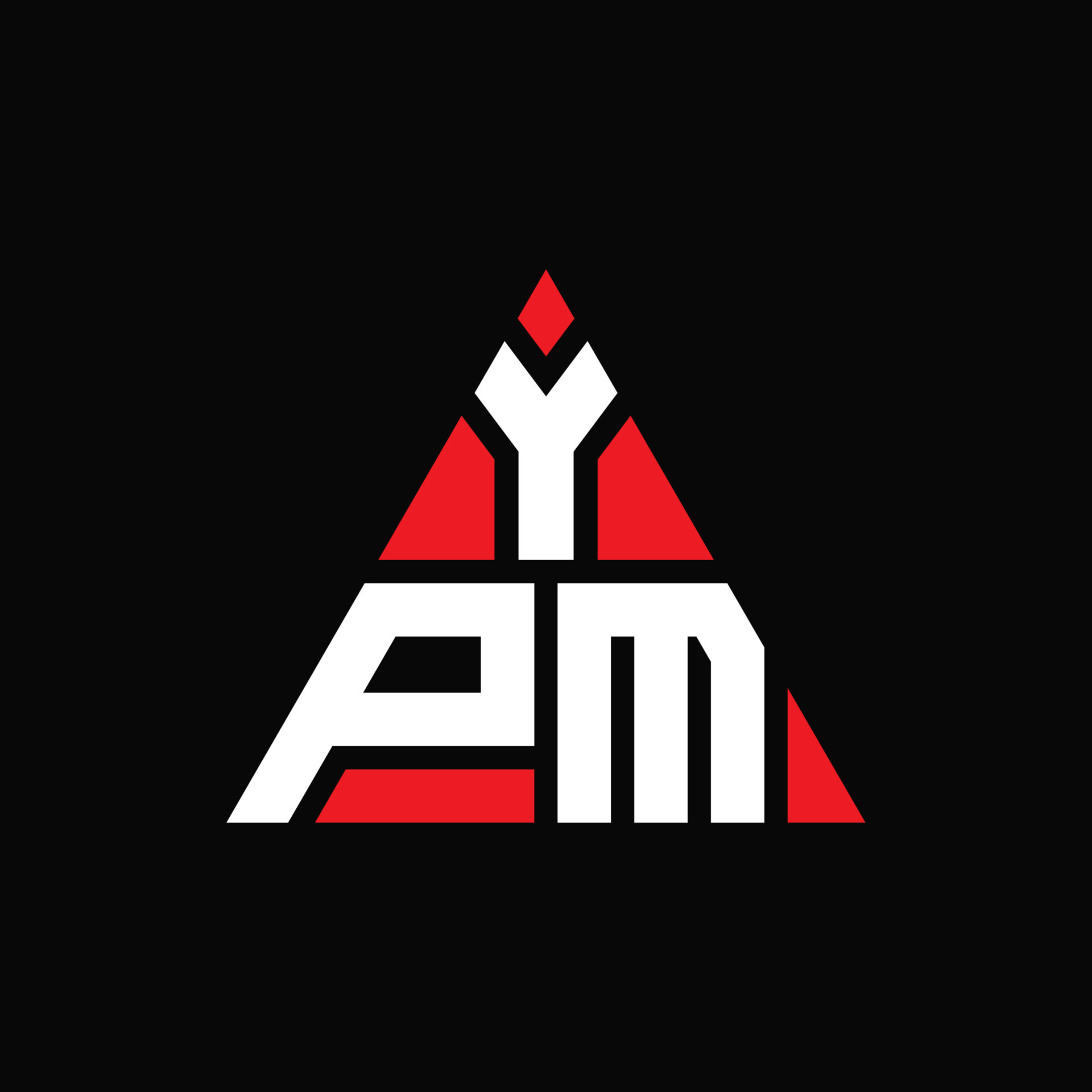 diseño de logotipo de letra triangular ypm con forma de triángulo