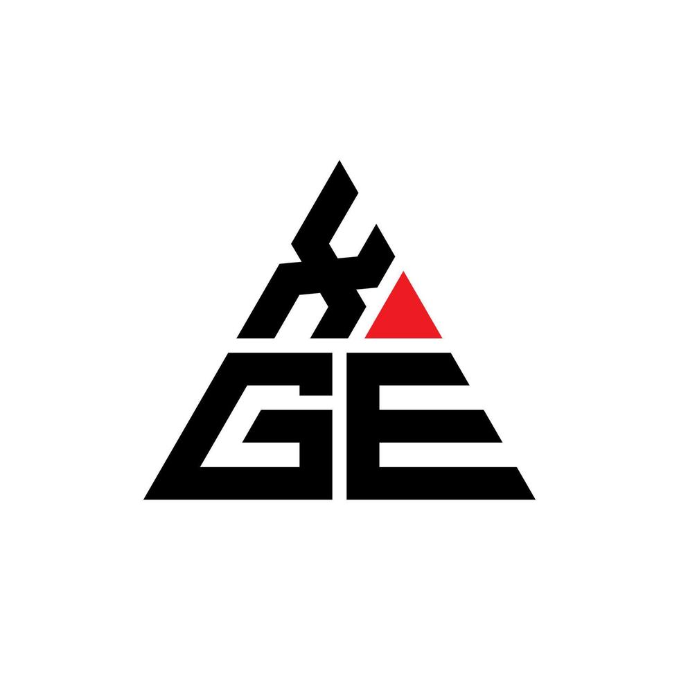 XGE triangle letter logo design with triangle shape. XGE triangle logo design monogram. XGE triangle vector logo template with red color. XGE triangular logo Simple, Elegant, and Luxurious Logo.