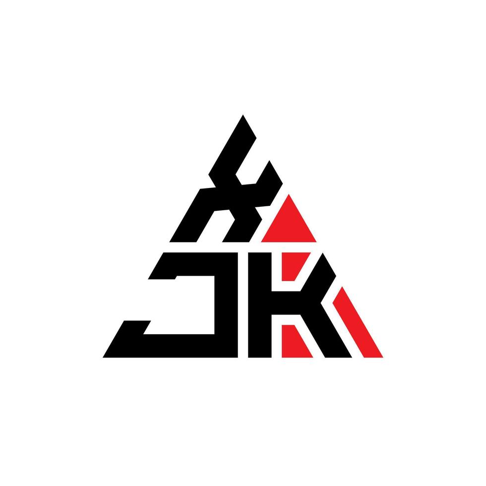 XJK triangle letter logo design with triangle shape. XJK triangle logo design monogram. XJK triangle vector logo template with red color. XJK triangular logo Simple, Elegant, and Luxurious Logo.