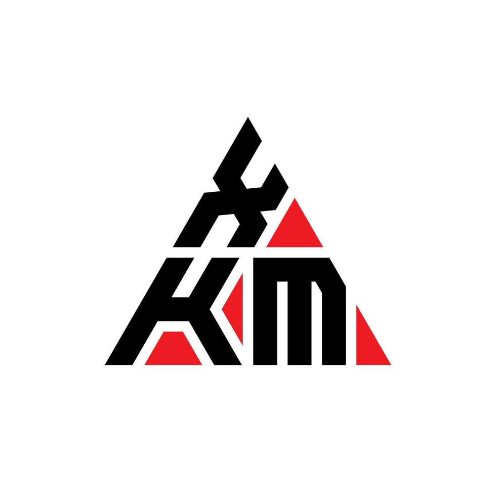 XKM triangle letter logo design with triangle shape. XKM triangle logo design monogram. XKM triangle vector logo template with red color. XKM triangular logo Simple, Elegant, and Luxurious Logo.