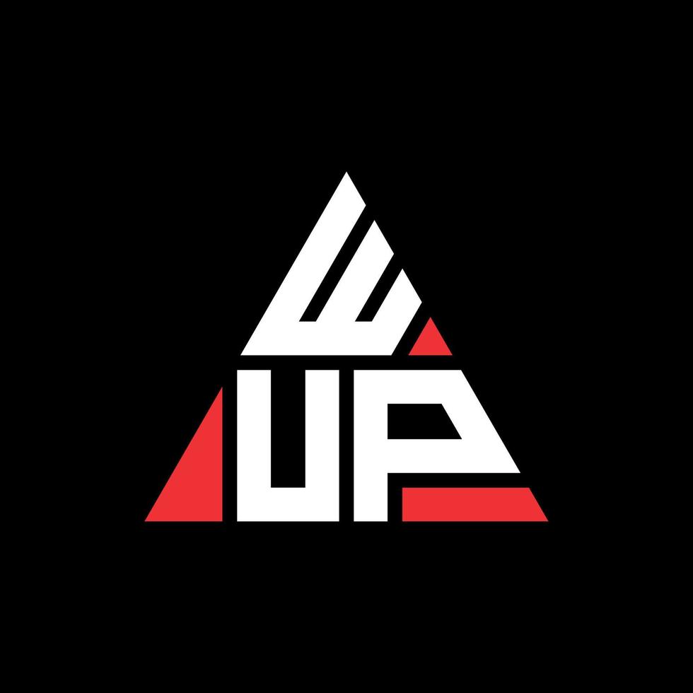 WUP triangle letter logo design with triangle shape. WUP triangle logo design monogram. WUP triangle vector logo template with red color. WUP triangular logo Simple, Elegant, and Luxurious Logo.