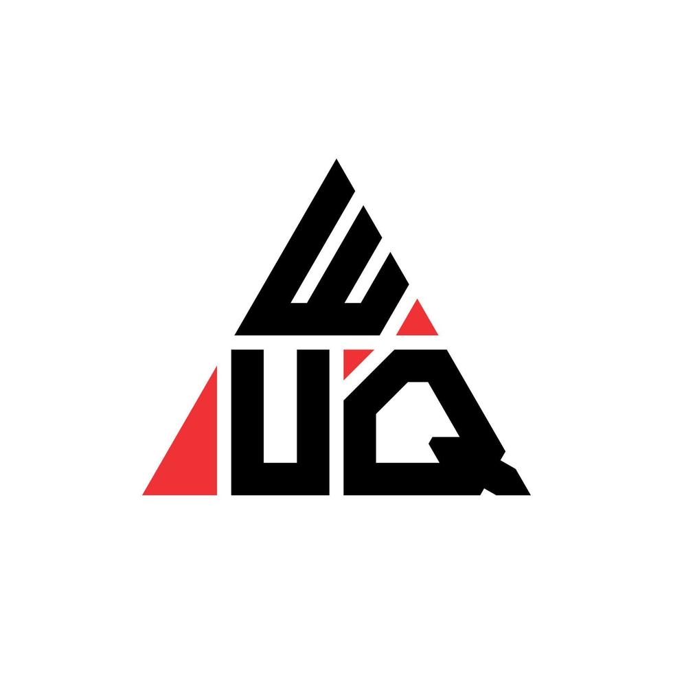 WUQ triangle letter logo design with triangle shape. WUQ triangle logo design monogram. WUQ triangle vector logo template with red color. WUQ triangular logo Simple, Elegant, and Luxurious Logo.