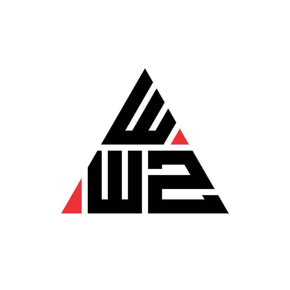 diseño de logotipo de letra triangular wwz con forma de triángulo. monograma de diseño del logotipo del triángulo wwz. plantilla de logotipo de vector de triángulo wwz con color rojo. logo triangular wwz logo simple, elegante y lujoso.