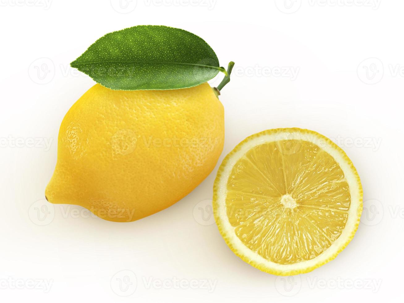 Fresh lemon fruit and sliced isolated on white background,Juicy lemon. photo