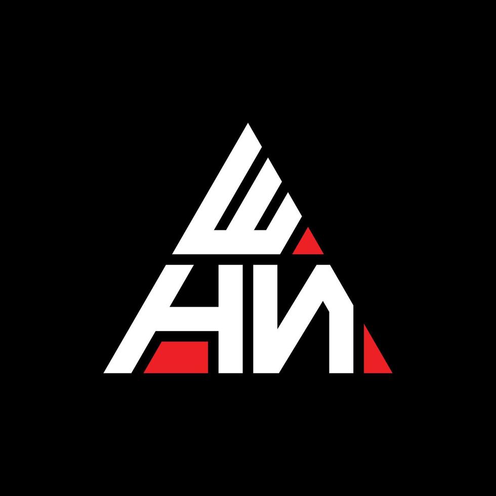 WHN triangle letter logo design with triangle shape. WHN triangle logo design monogram. WHN triangle vector logo template with red color. WHN triangular logo Simple, Elegant, and Luxurious Logo. WHN