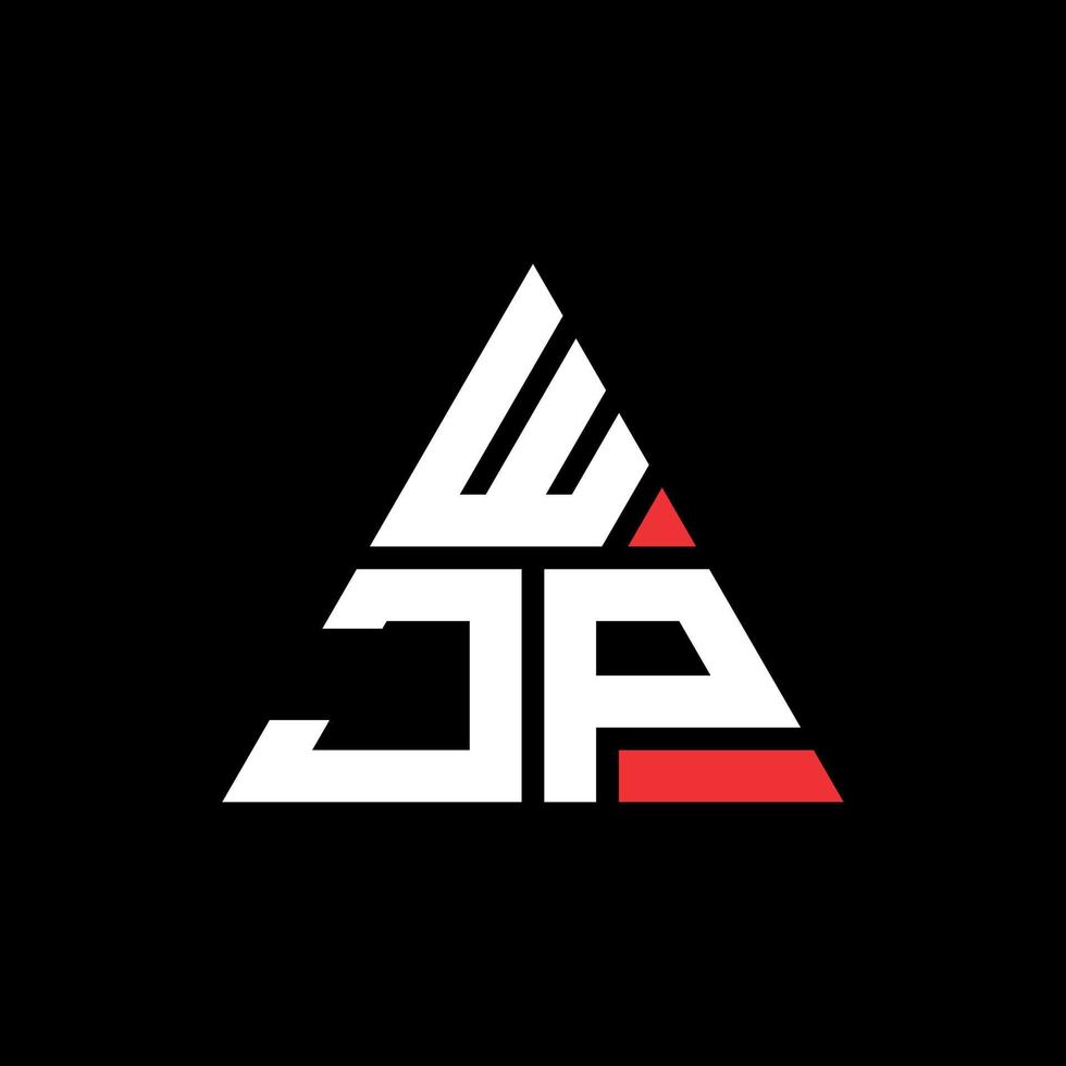 WJP triangle letter logo design with triangle shape. WJP triangle logo design monogram. WJP triangle vector logo template with red color. WJP triangular logo Simple, Elegant, and Luxurious Logo.