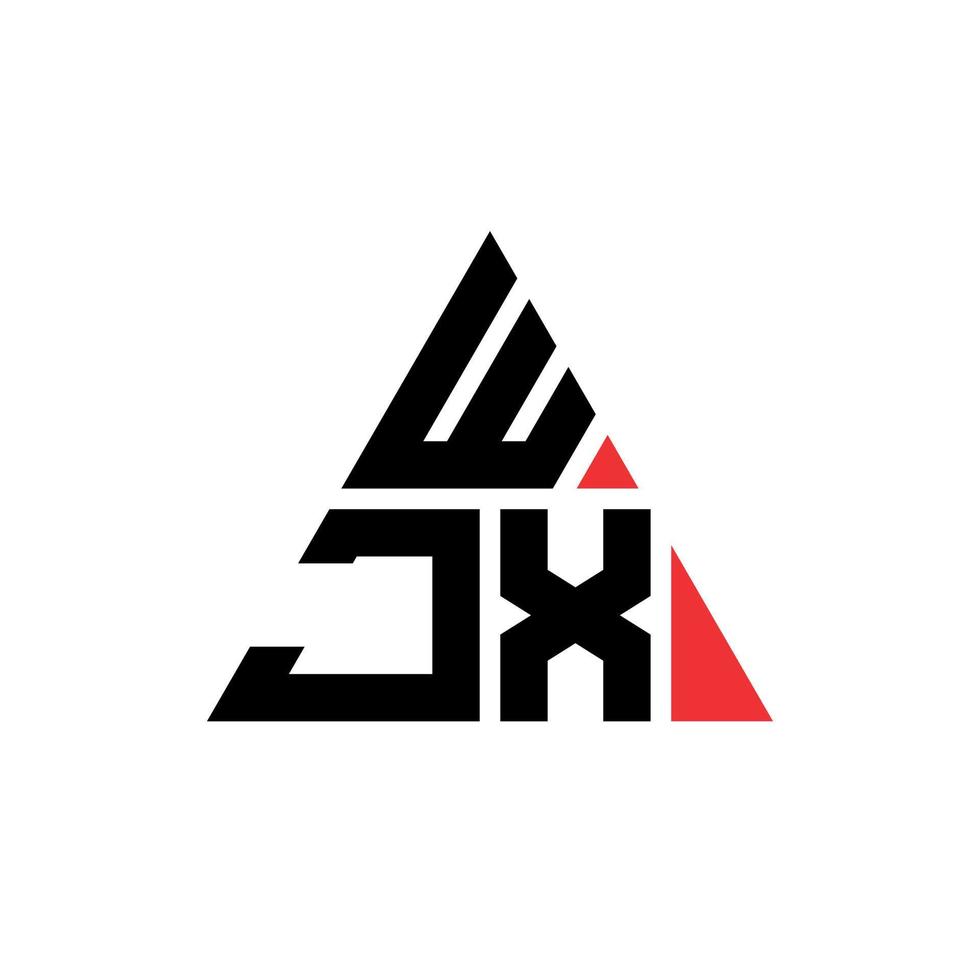 diseño de logotipo de letra triangular wjx con forma de triángulo. monograma de diseño del logotipo del triángulo wjx. plantilla de logotipo de vector de triángulo wjx con color rojo. logotipo triangular wjx logotipo simple, elegante y lujoso.