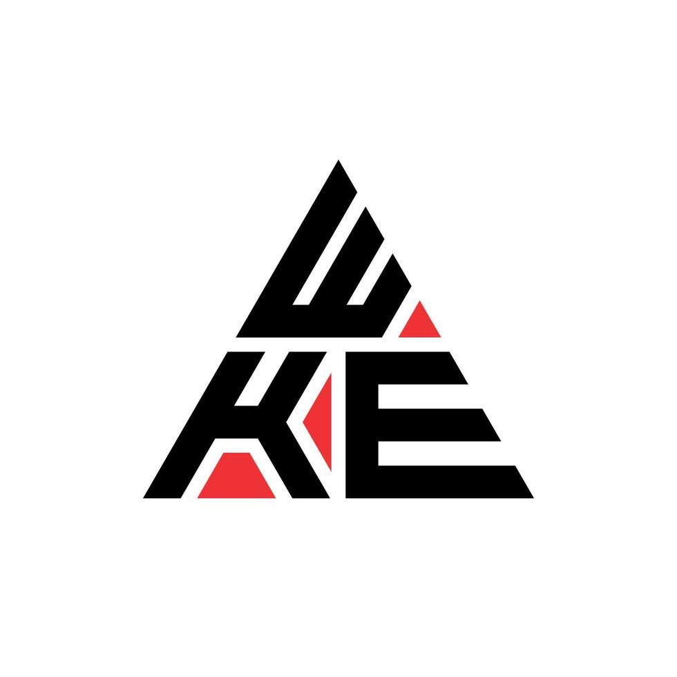 wke diseño de logotipo de letra triangular con forma de triángulo. monograma de diseño del logotipo del triángulo wke. plantilla de logotipo de vector de triángulo wke con color rojo. logo triangular wke logo simple, elegante y lujoso.